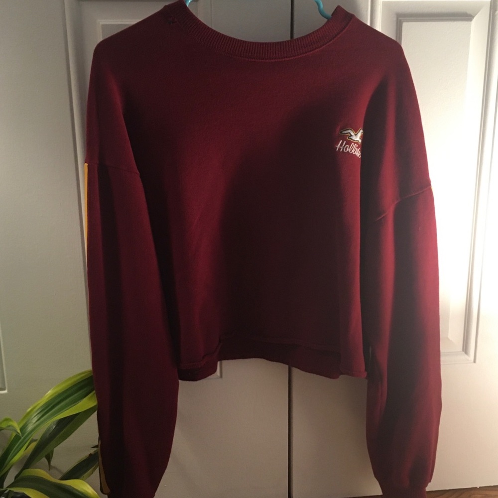 Hollister Maroon Cropped Sweatshirt